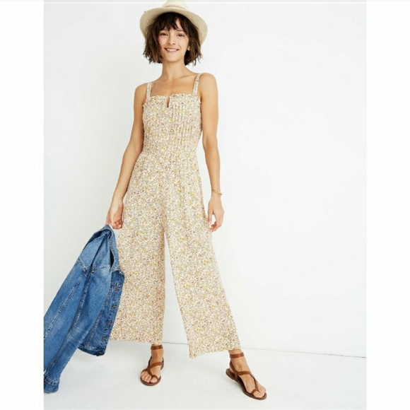 Madewell Floral Sleeveless Ruffle Jumpsuit - Picture 1 of 10